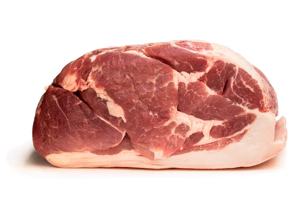 Carne Crua Porco Isolada Sobre Branco — Fotografia de Stock