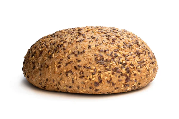 Bezlepkový Chléb Více Semen Lněným Semínkem Izolovaným Bílém — Stock fotografie