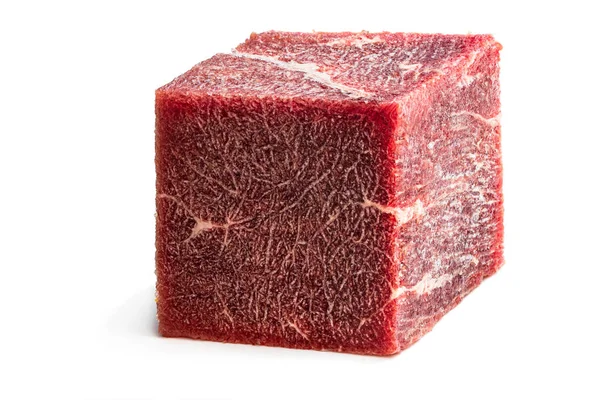 Stück Gefrorenes Fleisch Kubische Form Konzept Der Routinemäßig Verzehrten Lebensmittel — Stockfoto