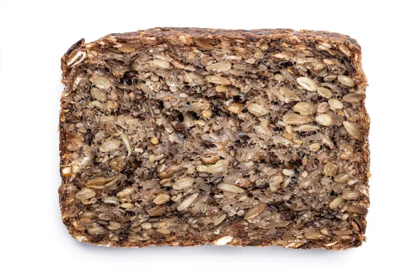 Super Seed Vegan Loaf Slice Free Wheat Yeast Isolated White — Stock Photo, Image