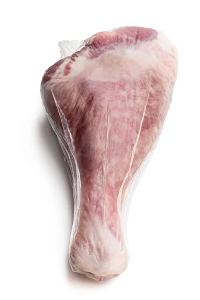 Mentah Ayam Kalkun Paha Dalam Kemasan Plastik Vakum Terisolasi Pada — Stok Foto