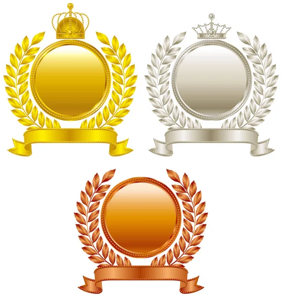 Arany ezüst réz korona jelkép — Stock Vector