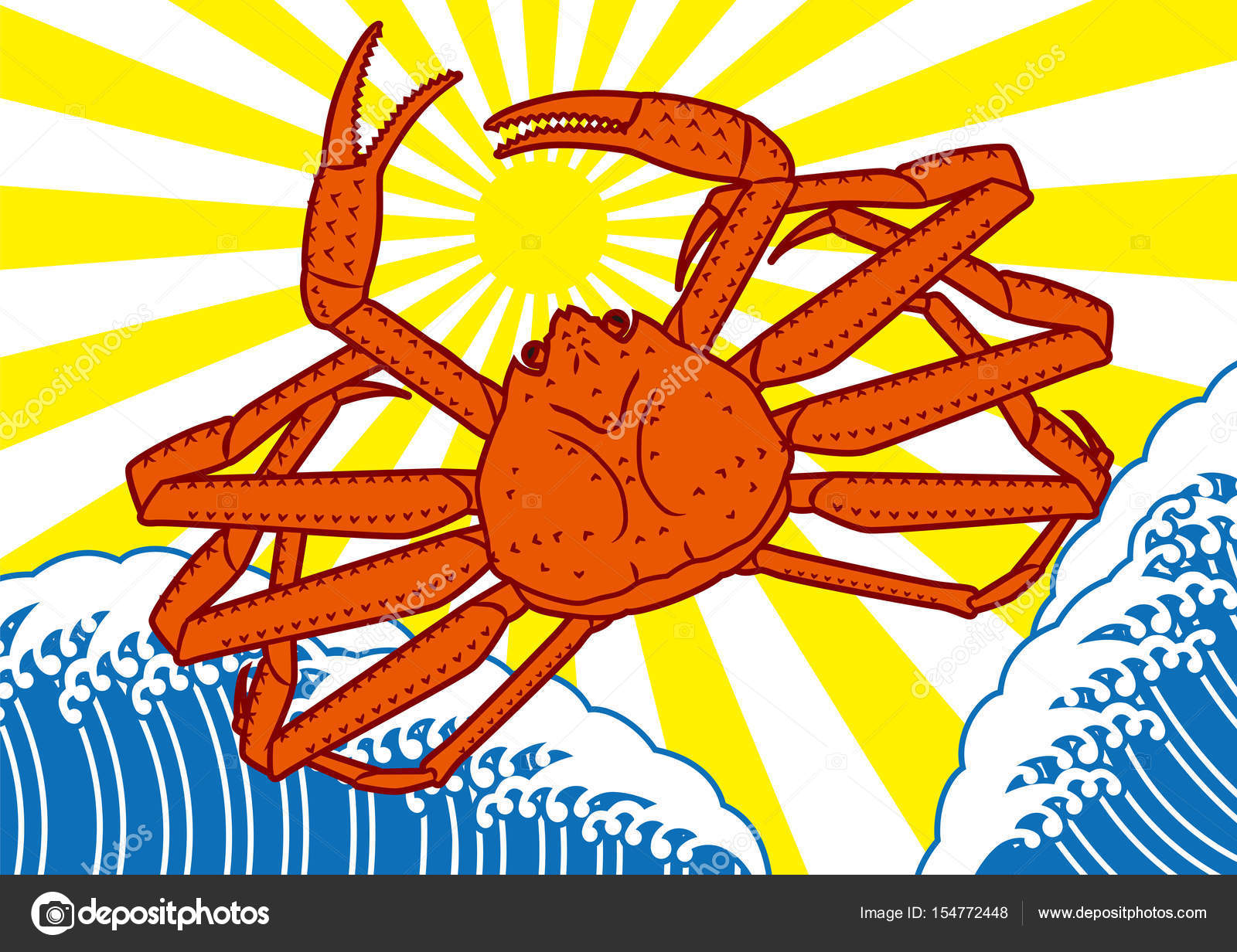 Snow Crab And Waves Big Catch Flag Japanese Style Stock Vector C Alphabetmn Snow Crab And Waves Big Catch Flag Japanese Style Stock Vector C Alphabetmn