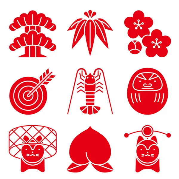 Good luck charms. Japanese style. — Stock Vector