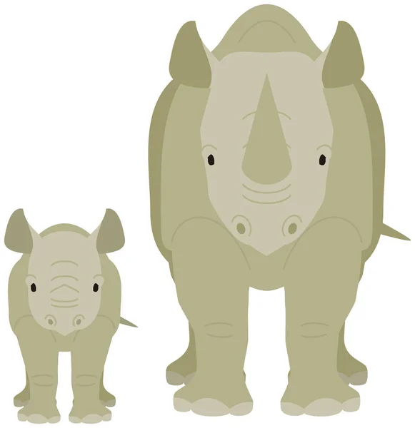 Rhino. The parent and child. — Stock Vector