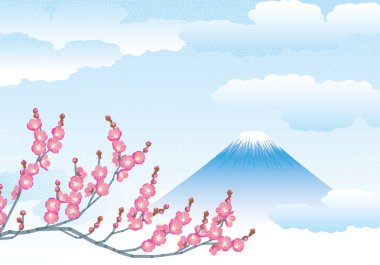 Fuji Dağı ve Erik Japon tarzı