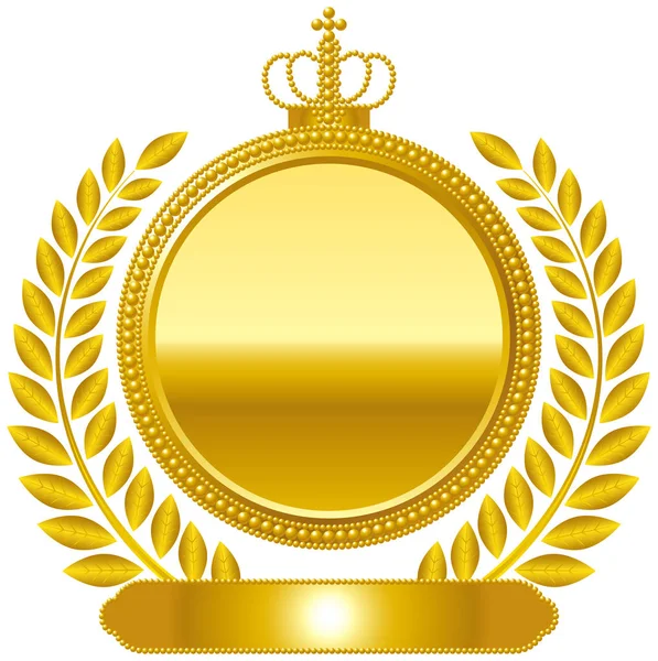 Emblema medaglia d'oro Corona — Vettoriale Stock