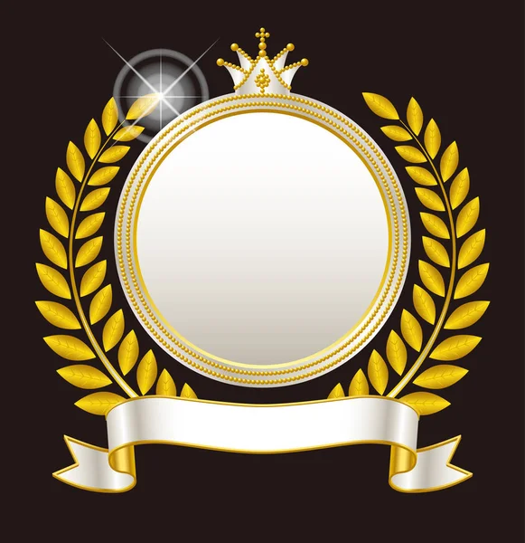 Medalha de ouro emblema Crown — Vetor de Stock