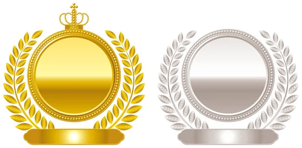 Medalha de Ouro Emblema Laurel — Vetor de Stock