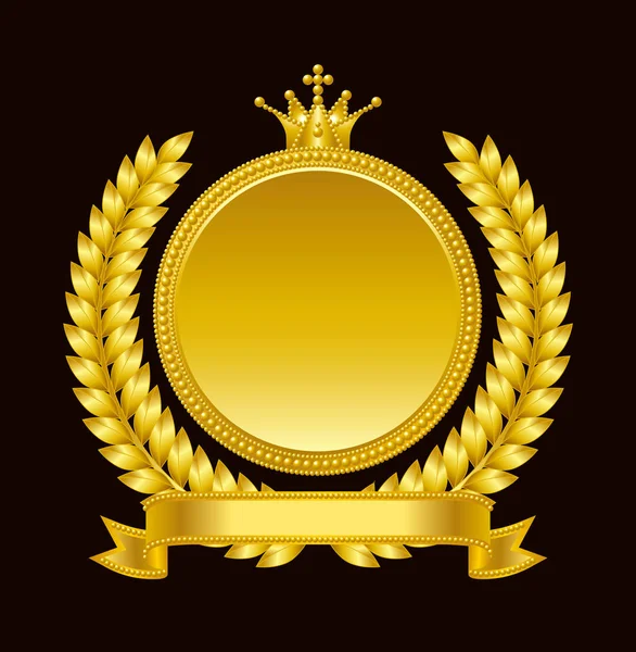 Medalha de Ouro Emblema Laurel — Vetor de Stock