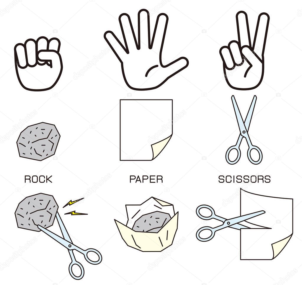 Rock, paper, scissors. hand.