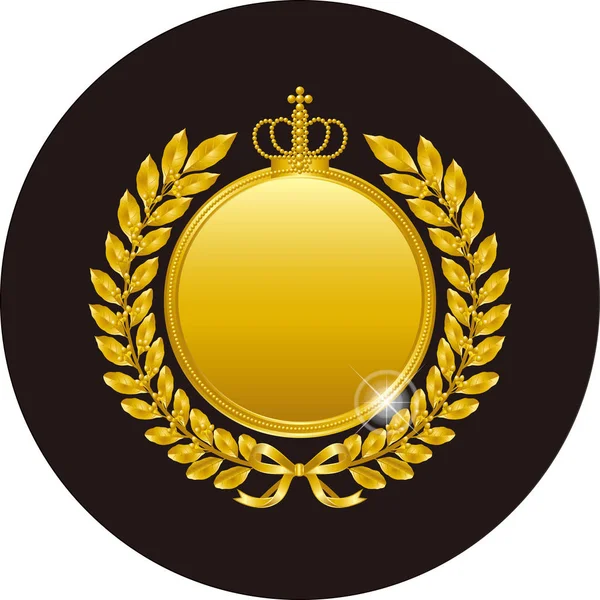 Grinalda e medalha de louro dourado — Vetor de Stock