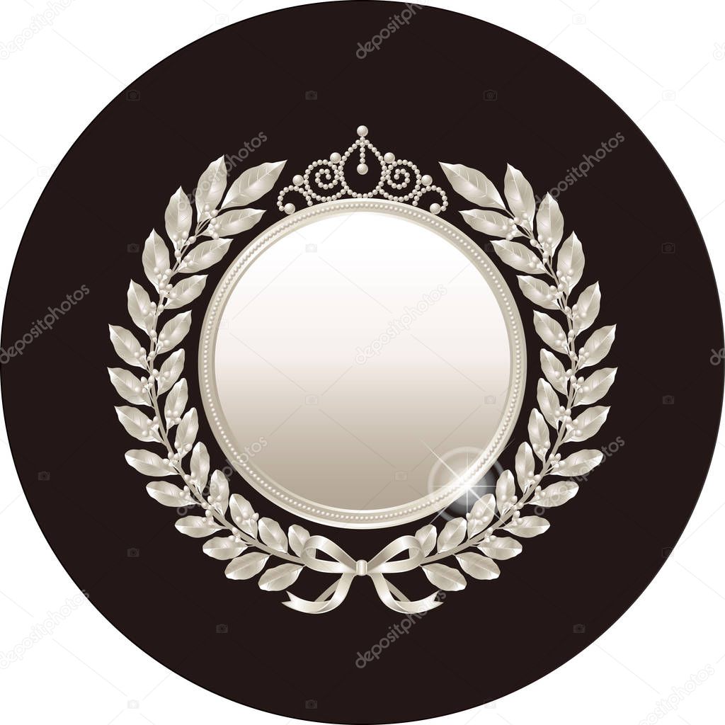 silver laurel wreath and medal