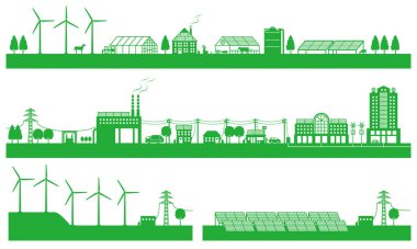 Living between city and countryside and playability energy clipart