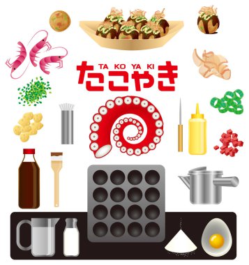 Kan, of, malzeme, ahtapot, köfte. Japon, gıda