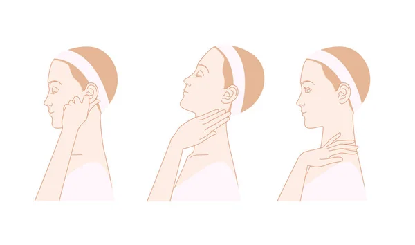 Mulheres que massageiam o pescoço —  Vetores de Stock