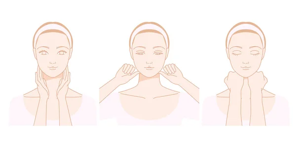 Mulheres que massageiam o pescoço — Vetor de Stock