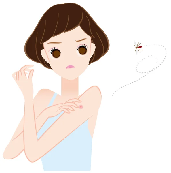 Γυναίκες κουνουπιών δαγκώματα εντόμων — Διανυσματικό Αρχείο