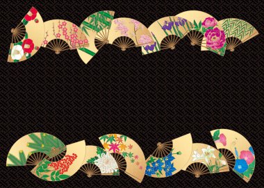 Japonya el sanatları fan tasarım çiçek dört mevsim 