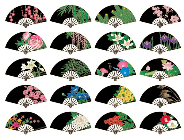 Fan of the design of the flower of the four seasons Crafts of Japan 