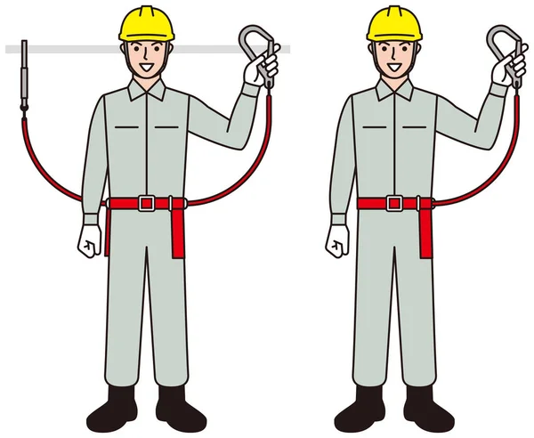 ワーカー。働く人。安全ベルト. — ストックベクタ