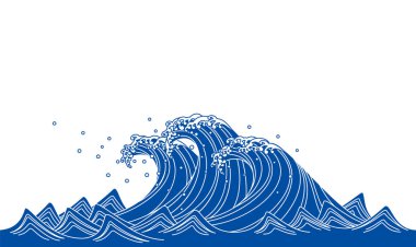 Blue Wave. Japanese style clipart