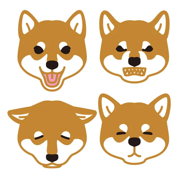 Look chien japonais Visage Shiba Inu — Image vectorielle