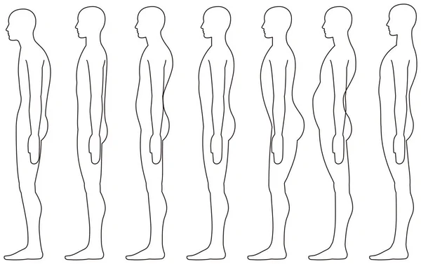 De pie humano, Postura lateral . — Vector de stock