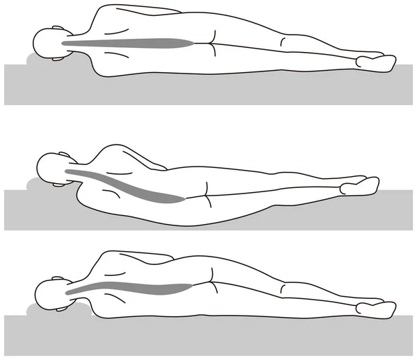 硬床, 软床和身体 — 图库矢量图片