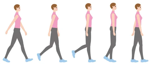 Postura caminante de las mujeres — Vector de stock