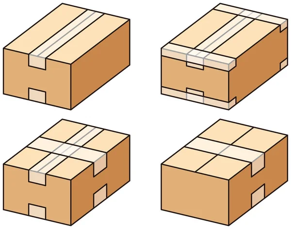 Caixa de papelão e fita adesiva —  Vetores de Stock