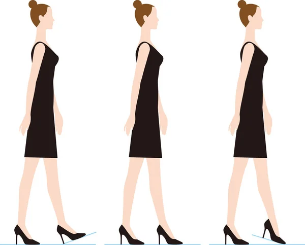 Une femme marchant avec des talons hauts. Comment se retirer . — Image vectorielle