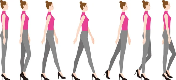 Une femme portant des talons hauts. Comment descendre la jambe horizontalement . — Image vectorielle