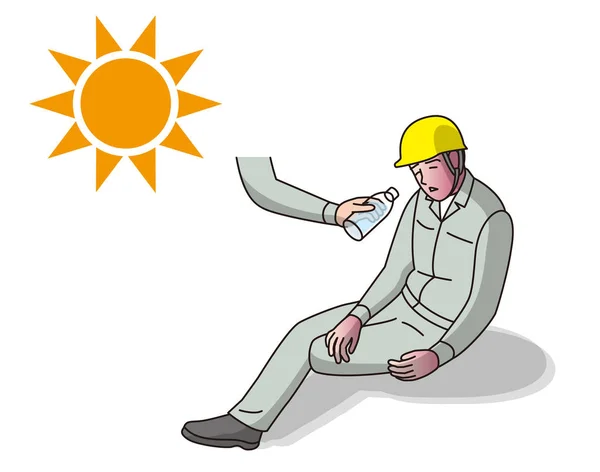 Worker Heat Stroke — Stock Vector