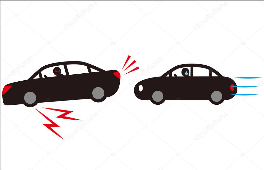 Threatening driving with sudden braking.Vector material.
