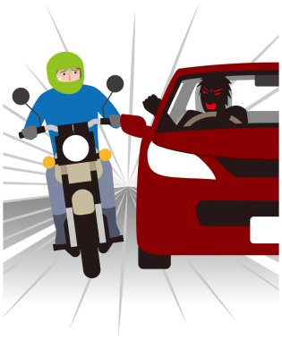 Motosikletleri takip etmek için bir otomobil. Vektör malzemesi.