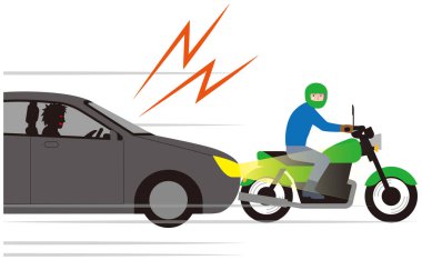 Motosikletleri takip etmek için bir otomobil. Vektör malzemesi.