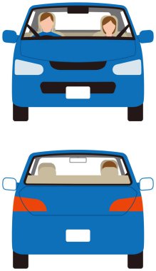 Vehicle front and rear of a sedan-type passenger car.Vector material clipart