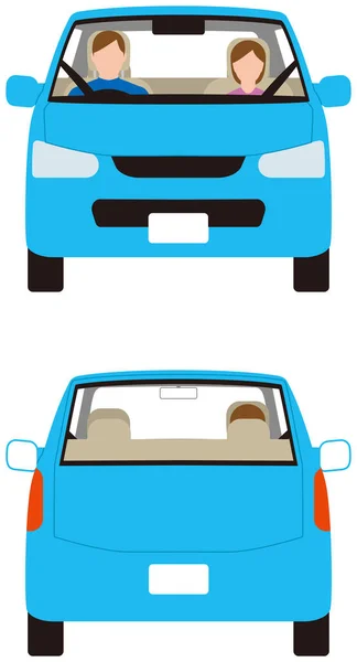 Vozidlo. Kompaktní osobní automobil vpředu i vzadu. Vektorový materiál — Stockový vektor
