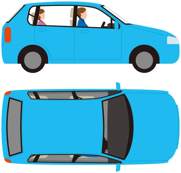 Vozidlo. Kompaktní přední a zadní osobní automobil.Vektorový materiál — Stockový vektor
