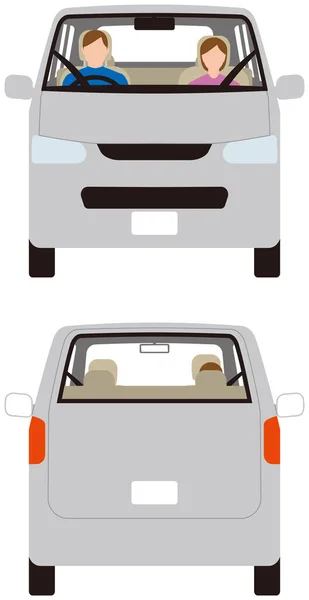 Vozidlo.Přední a zadní část mikrobusu osobní aut. Vektorový materiál — Stockový vektor