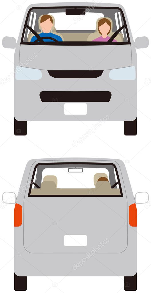 Vehicle.Front and rear of a minivan passenger car.Vector material