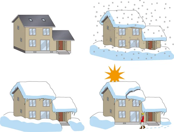 Salju perumahan dan material snowfall.vector - Stok Vektor