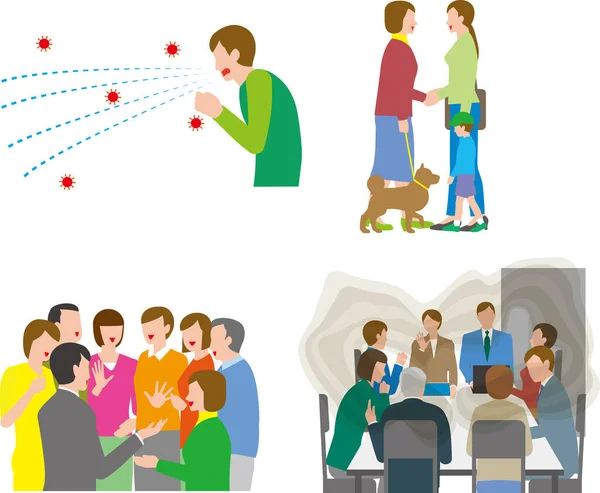 Comportamento Risco Infecção Por Coronavírus —  Vetores de Stock