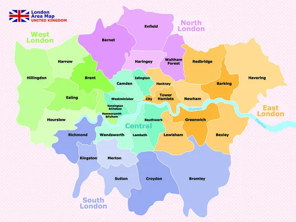 ロンドン行政区の地図 — ストックベクタ