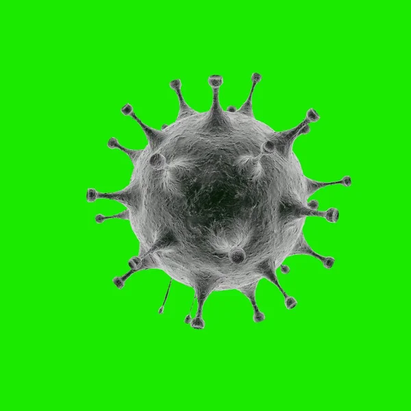 Célula Coronavírus Isolada Fundo Verde — Fotografia de Stock