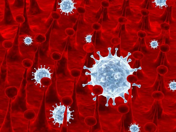 Coronavirus Attaccano Tratto Respiratorio Rendering — Foto Stock