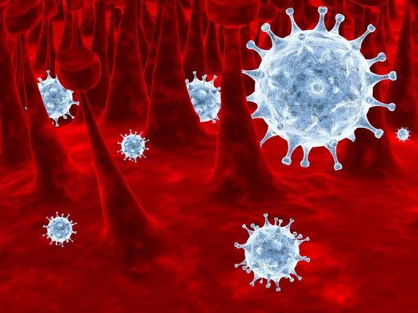 Coronavirus Attaccano Vie Respiratorie Rendering — Foto Stock