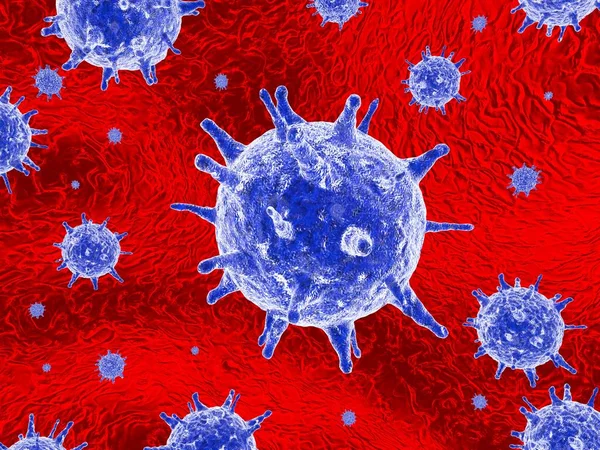 Yüzen Koronavirüs Hücreleri Boyutlu Oluşturma — Stok fotoğraf