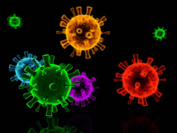 Grandes Células Digitalizadas Coronavirus Renderização — Fotografia de Stock